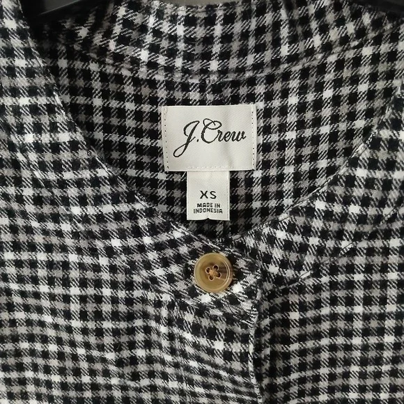 J.Crew Women's Size Xs Small Dress Flannel Checkered Puff Sleeve Pockets Buttons - Picture 4 of 15